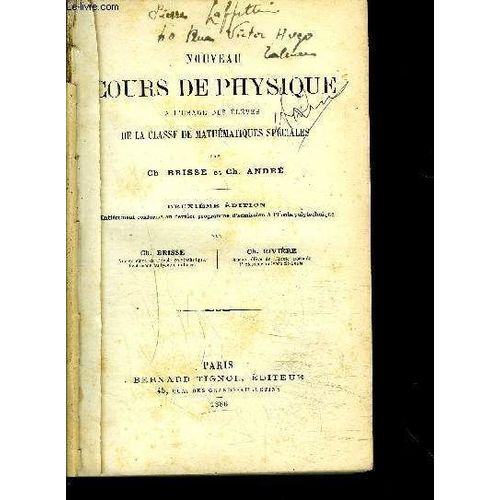 Nouveau Cours De Physique De La Classe De Mathematiques Speciales