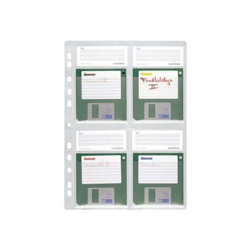 Durable Disk Pockets - Page Du Classeur À Disquettes - Capacité : 4 Disquettes - Transparent (Pack De 5)