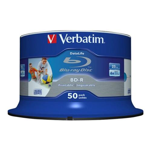 Verbatim DataLife - 50 x BD-R - 25 Go 6x - surface imprimable par jet d'encre - spindle