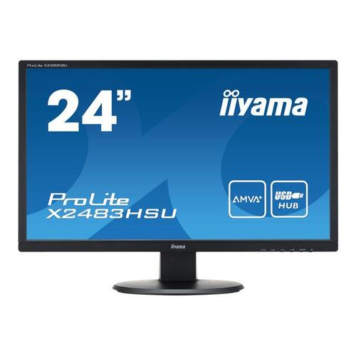 iiyama ProLite X2483HSU-B1 - Écran LED - 24" - 1920 x 1080 Full HD (1080p) - A-MVA - 250 cd/m² - 3000:1 - 4 ms - DVI-D, VGA - haut-parleurs - noir