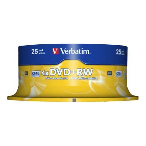 Verbatim - 25 x DVD+RW - 4.7 Go 4x - argent mat - spindle