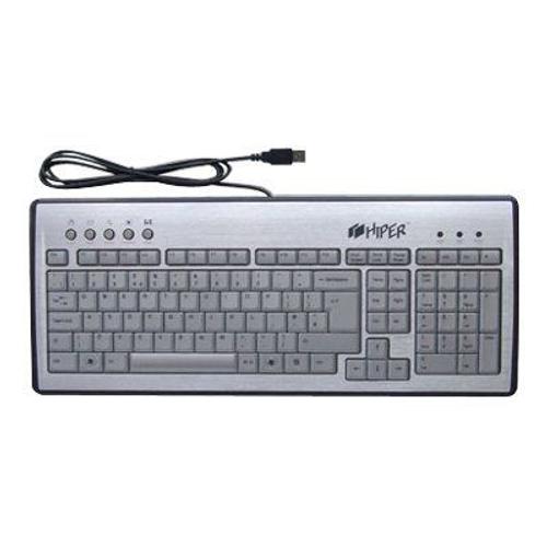 Hiper HCK-1S12A - Clavier - PS/2, USB - France - argent