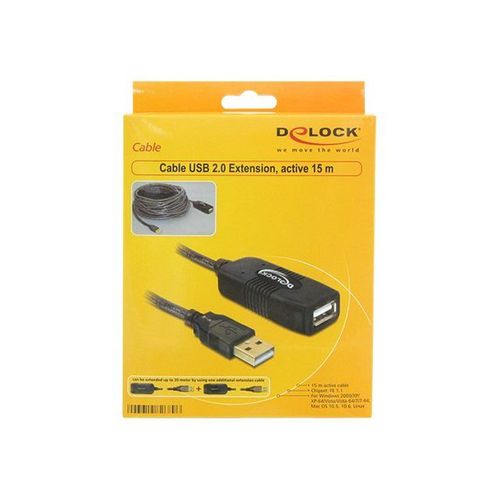 Delock USB Cable - Rallonge de câble USB - USB (M) pour USB (F) - USB 2.0 - 15 m - actif