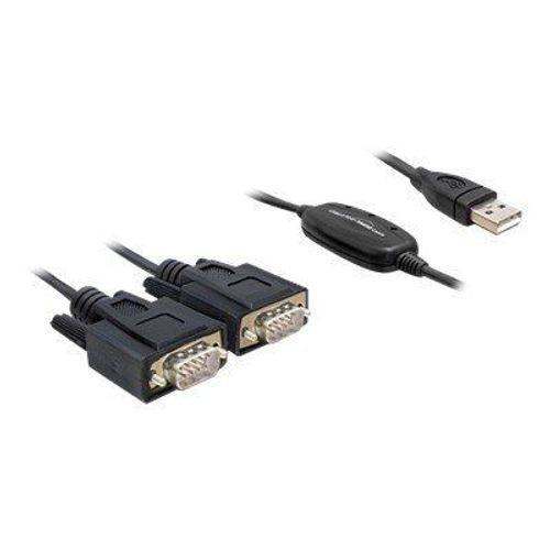 Delock Adapter USB 2.0 > 2 x Seriell - Câble USB / série - USB (M) pour DB-9 (M) - 1.4 m - vis moletées
