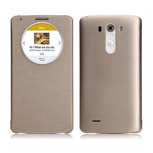 Coque Case Etui Housse Lg G4 Gold Or Clapet Folio Windows Bumper Quick Circle