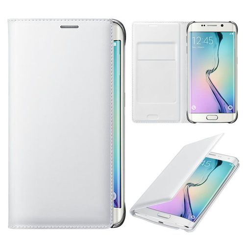 Coque Etui À Rabat Blanc White Samsung Galaxy S6 Edge Bumper Etui Housse Case Design