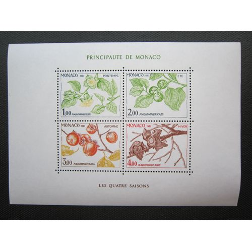 Monaco. Bloc N°20 (1981). Les Quatre Saisons Du Plaqueminier