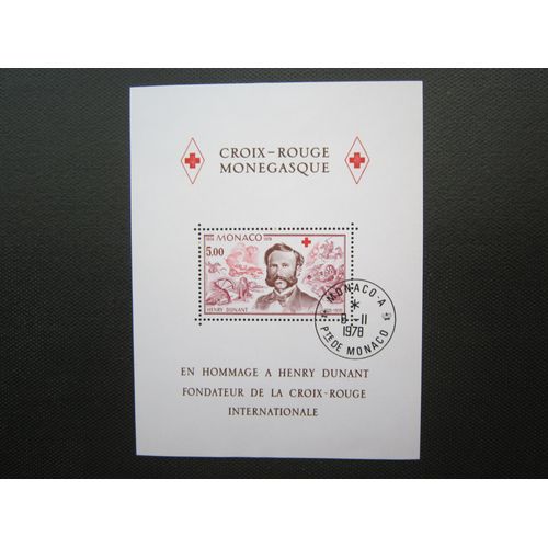 Monaco. Croix Rouge. Bloc N°15 (1978). 150eme Anniversaire De La Naissance D Henri Dunant. Bloc Avec Obliteration De La Principaute De Monaco (8/11/1978)