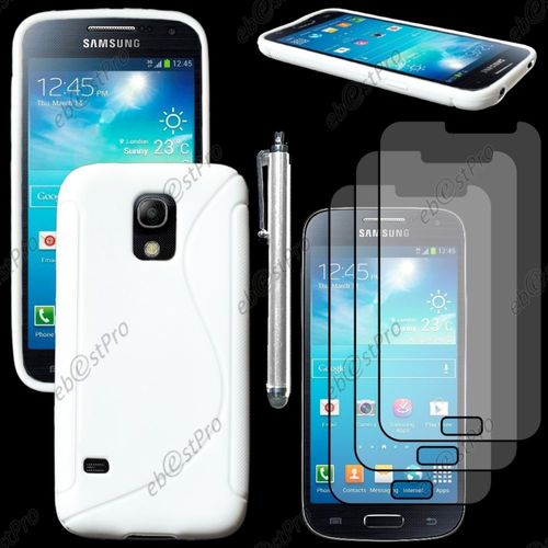 Ebeststar ® Housse Etui Coque Silicone Gel Motif S-Line Protection Souple Pour Samsung Galaxy S5 Mini Sm-G800 G800f G800h, Couleur Blanc + Stylet 3 Film