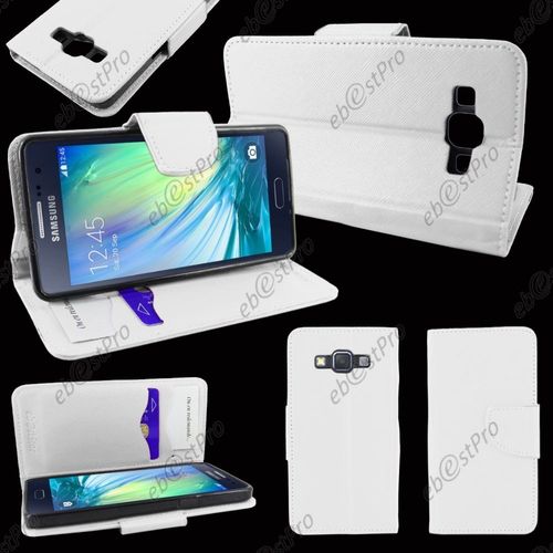 Ebeststar ® Etui Portefeuille Housse Protection Folio Coque Pour Samsung Galaxy A5 Sm-A500f, Couleur Blanc + Film Protection D'écran