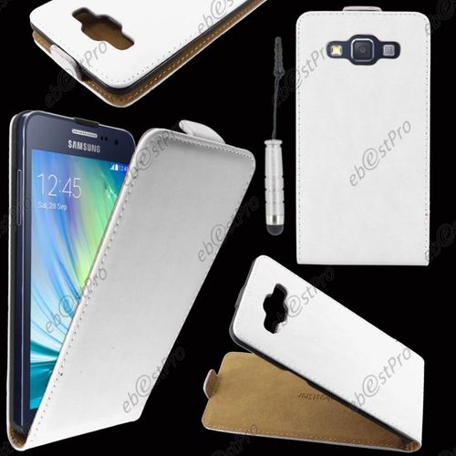 Ebeststar ® Housse Coque Etui En Pu Cuir À Rabat Ultra Fine (Slim Case) Pour Samsung Galaxy A5 Sm-A500f, Couleur Blanc + Mini Stylet + Film Protection D'écran