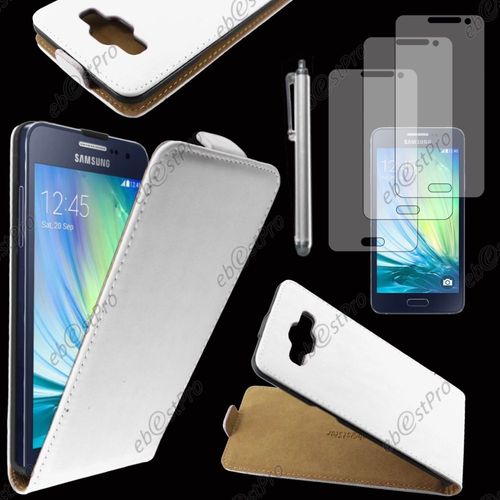 Ebeststar ® Housse Coque Etui En Pu Cuir À Rabat Ultra Fine (Slim Case) Pour Samsung Galaxy A5 Sm-A500f, Couleur Blanc + Stylet 3 Film