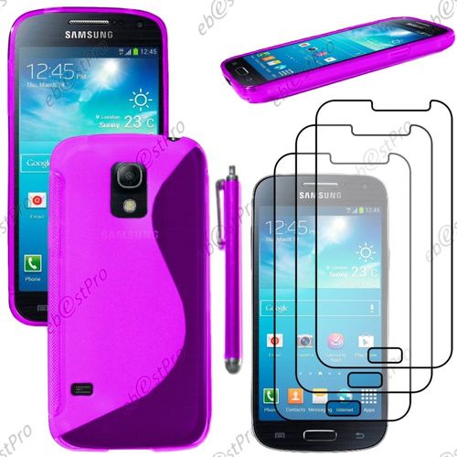 Ebeststar ® Housse Etui Coque Silicone Gel Motif S-Line Protection Souple Pour Samsung Galaxy S5 Mini Sm-G800 G800f G800h, Couleur Violet + Stylet 3 Film