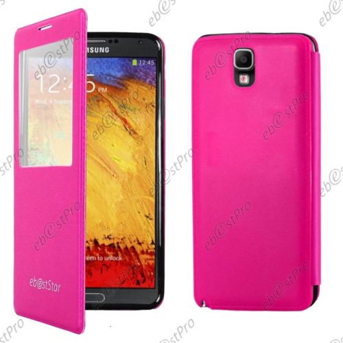 Ebeststar ® Housse Pochette Protection Coque Type S-View Portefeuille Livre Pour Samsung Galaxy Note 3 Lite Sm-N7505, Couleur Rose + Film Protection D'écran