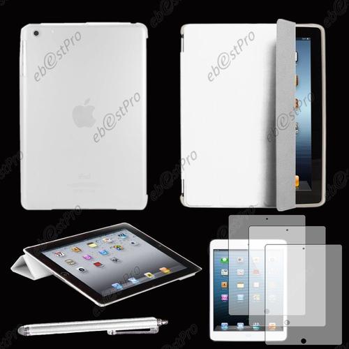 Ebeststar ® Etui Housse Smart Cover, Coque Avant Aimantée Pour Apple Ipad 4 Écran Retina, Ipad 4, Ipad 3, Ipad 2, Couleur Blanc + Stylet 3 Film