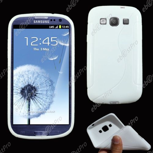 Ebeststar ® Housse Etui Coque Silicone Gel Motif S-Line Protection Souple Pour Samsung Galaxy S3 I9300 I9305, Couleur Blanc + Film Protection D'écran