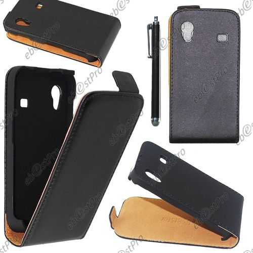 Ebeststar ® Housse Coque Etui En Pu Cuir À Rabat Ultra Fine (Slim Case) Pour Samsung Galaxy Ace S5839i, S5830, S5830i, Couleur Noir + Stylet + Film Protection D'écran