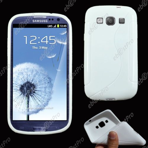 Ebeststar ® Coque S-Line Silicone Gel Motif Vague Housse Etui Protection Souple Pour Samsung Galaxy S3 I9300 I9305, Couleur Blanc + Film Protection D'écran