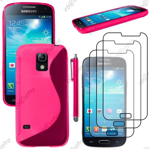 Ebeststar ® Housse Etui Coque Silicone Gel Motif S-Line Protection Souple Pour Samsung Galaxy S5 Mini Sm-G800 G800f G800h, Couleur Rose + Stylet 3 Film