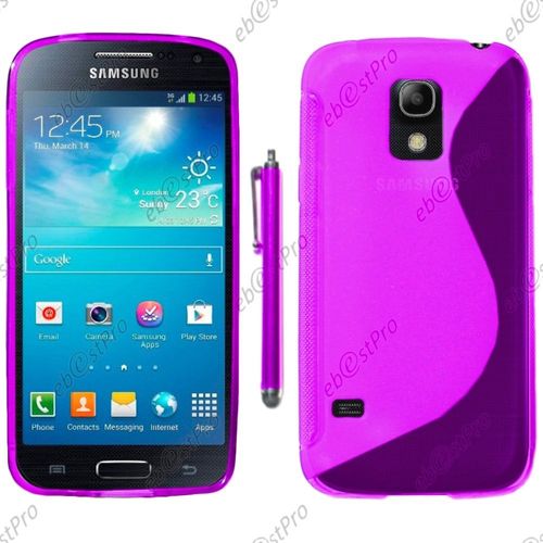 Ebeststar ® Housse Etui Coque Silicone Gel Motif S-Line Protection Souple Pour Samsung Galaxy S5 Mini Sm-G800 G800f G800h, Couleur Violet + Stylet + Film Protection D'écran