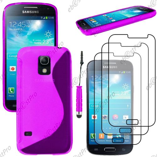 Ebeststar ® Housse Etui Coque Silicone Gel Motif S-Line Protection Souple Pour Samsung Galaxy S5 Mini Sm-G800 G800f G800h, Couleur Violet + Mini Stylet 3 Film