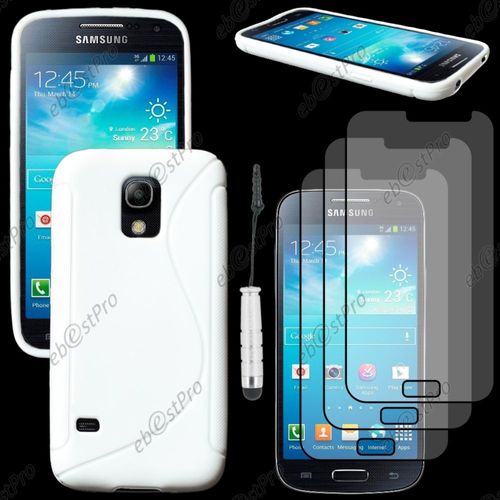 Ebeststar ® Housse Etui Coque Silicone Gel Motif S-Line Protection Souple Pour Samsung Galaxy S5 Mini Sm-G800 G800f G800h, Couleur Blanc + Mini Stylet 3 Film
