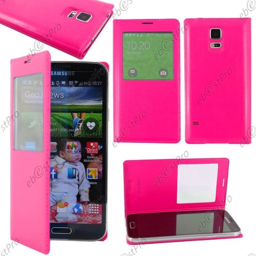 Ebeststar ® Housse Pochette Protection Coque Type S-View Portefeuille Livre Pour Samsung Galaxy S5 Mini Sm-G800 G800f G800h, Couleur Rose + Film Protection D'écran