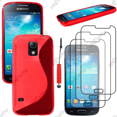 Ebeststar ® Housse Etui Coque Silicone Gel Motif S-Line Protection Souple Pour Samsung Galaxy S5 Mini Sm-G800 G800f G800h, Couleur Rouge + Mini Stylet 3 Film
