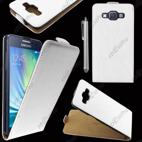 Ebeststar ® Housse Coque Etui En Pu Cuir À Rabat Ultra Fine (Slim Case) Pour Samsung Galaxy A5 Sm-A500f, Couleur Blanc + Stylet + Film Protection D'écran