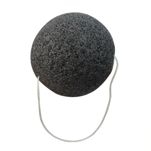 Eponge Naturel Fibre Konjac Visage Noir Noir