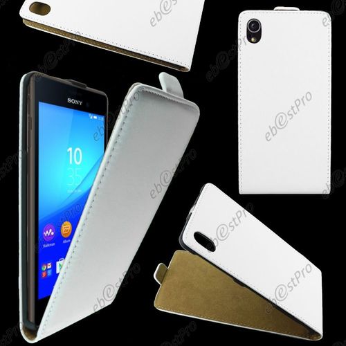 Ebeststar ® Etui En Pu Cuir Clapet Ultra Fine Housse Coque Pour Sony Xperia M4 Aqua, M4 Aqua Dual, Couleur Blanc + Film Protection D'écran