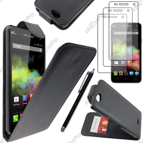 Ebeststar ® Housse Coque Etui Simili Cuir À Rabat Vertical Pour Wiko Rainbow, Rainbow 4g, Couleur Noir + Stylet 3 Film