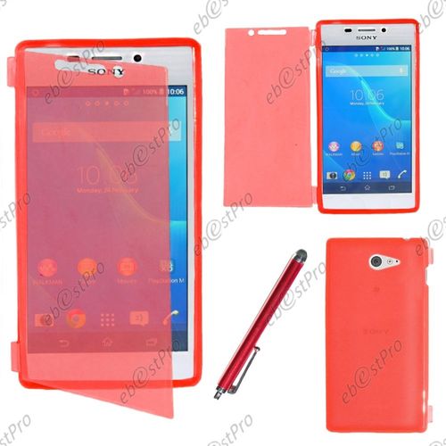 Ebeststar ® Housse Etui Coque Portefeuille Livre Silicone Gel Pour Sony Xperia M2 D2302 D2303, Couleur Rose + Stylet + Film Protection D'écran