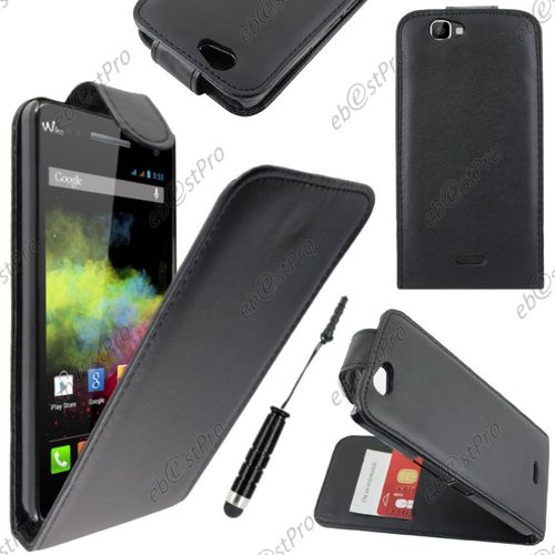 Ebeststar ® Housse Coque Etui Simili Cuir À Rabat Vertical Pour Wiko Rainbow, Rainbow 4g, Couleur Noir + Mini Stylet + Film Protection D'écran