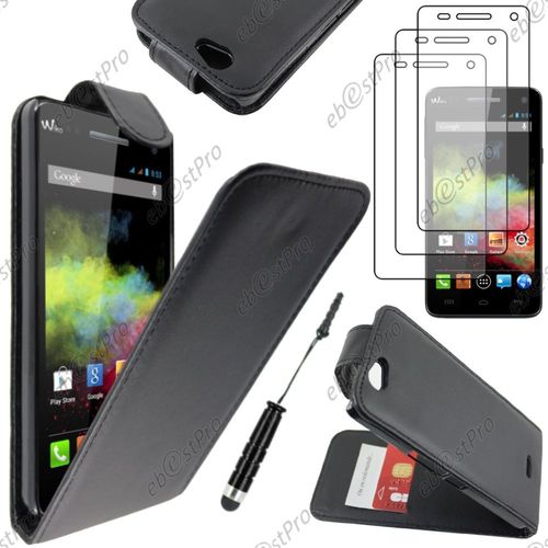Ebeststar ® Housse Coque Etui Simili Cuir À Rabat Vertical Pour Wiko Rainbow, Rainbow 4g, Couleur Noir + Mini Stylet 3 Film
