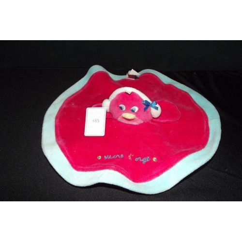 Doudou Sucre D Orge Oiseau Canard Plat Rond Rouge Bleu