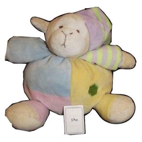 Doudou Cmp Mouton Agneau Boule Bleu Jaune Violet Vert Rayure