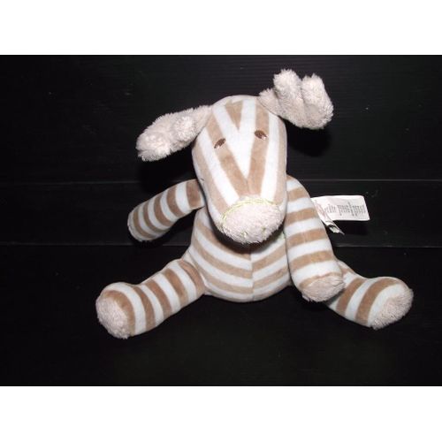 Doudou Marese Cerf Petit Caribou Rayee Rayure Marron Et Bleu Assis