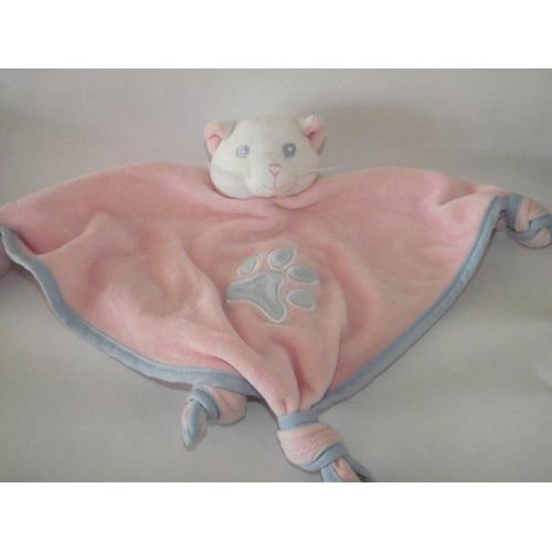Doudou Gipsy Chat Plat Rose Empreinte Bleu
