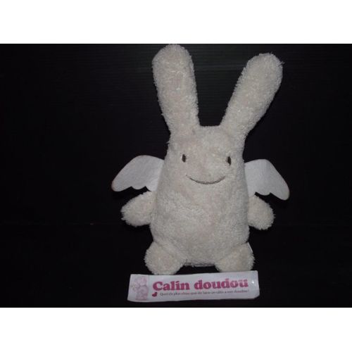Doudou Trousselier Lapin Ange Beige Aile Blanche Fermeture Eclair En Bas