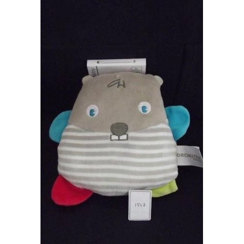Doudou Orchestra Ecureuil Leo Gringonti Gris Rayure Bleu Rouge Vert