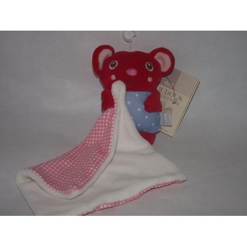 Doudou Dpam Souris Rouge Bleu Pois Blanc Mouchoir Blanc Rose Vichy