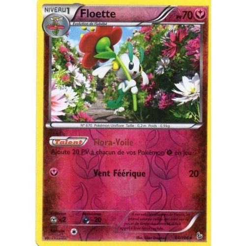 Carte Pokémon 64/106 Floette 70 Pv - Reverse Rare Xy Étincelles Neuf Fr