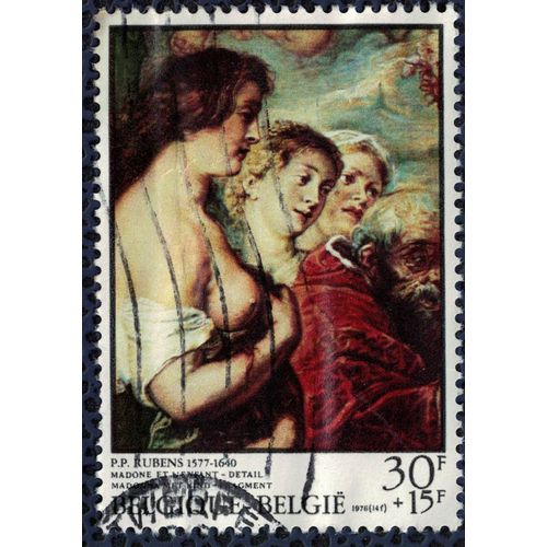 Belgique 1976 Oblitéré Used Peinture Pierre Paul Rubens Madone Et L'enfant Détail