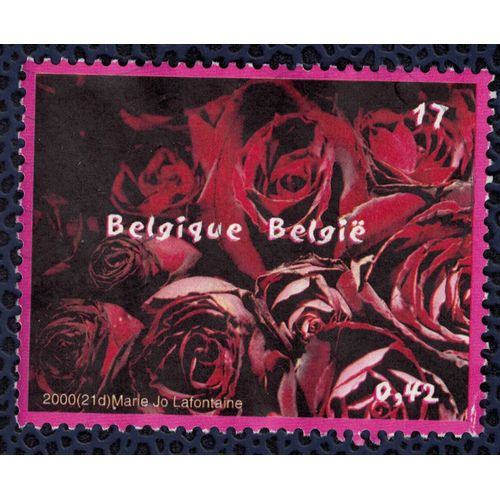 Belgique 2000 Oblitéré Used Peinture Roses Rouges Marie Jo Lafontaine