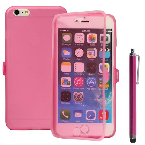 Coque Silicone Pour Apple Iphone 6 Plus/ 6s Plus Gel Livre Rabat - Rose + Stylet