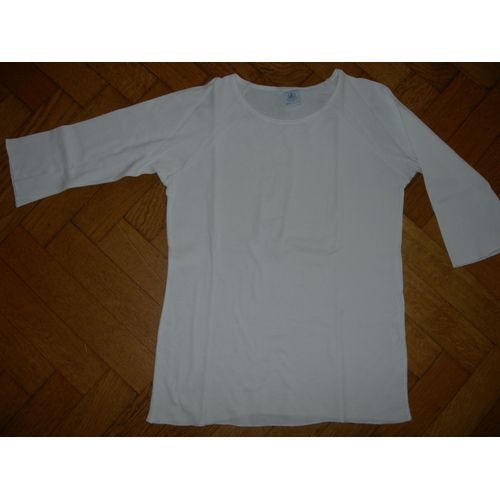 T-Shirt Petit Bateau Manches 3/4 Taille 12 Ans Blanc