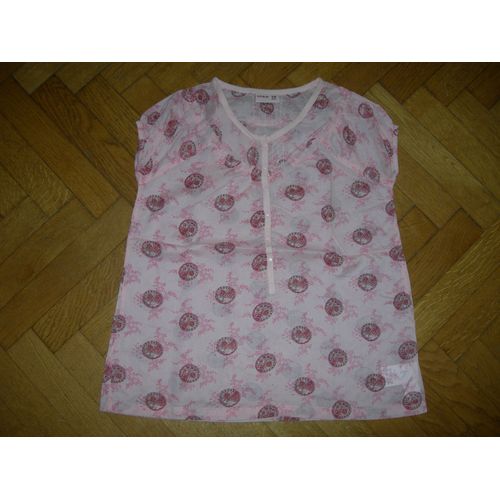 Top Dpam Rose Imprimé Fushia Taille 14 Ans Manches Courtes
