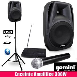 Enceinte amplifiée 300W, MIC PIED, Bar Animations