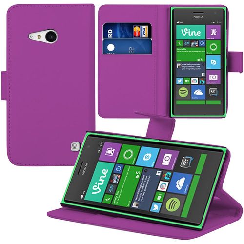 Etui Portefeuille Pour Nokia Lumia 735 4.7" Support Video Cuir Pu - Violet
